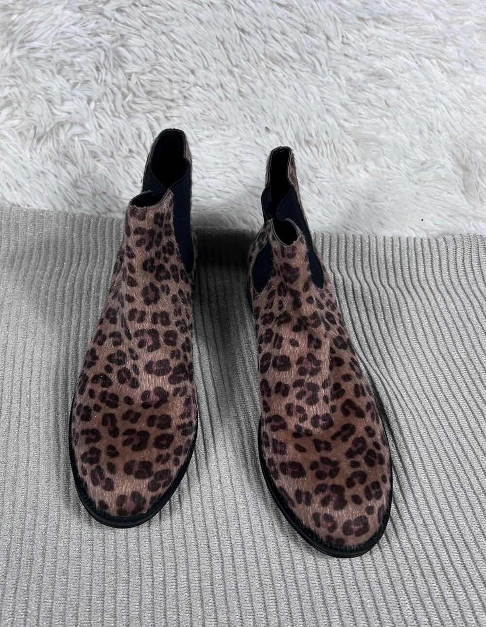 American Eagle Outfitters Boots Womens Size 7.5 Brown Chelsea Leopard Print